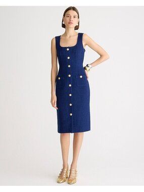 NWT J.Crew Sophia Sleeveless Midi in Dark Evening Blue Tweed Dress 6